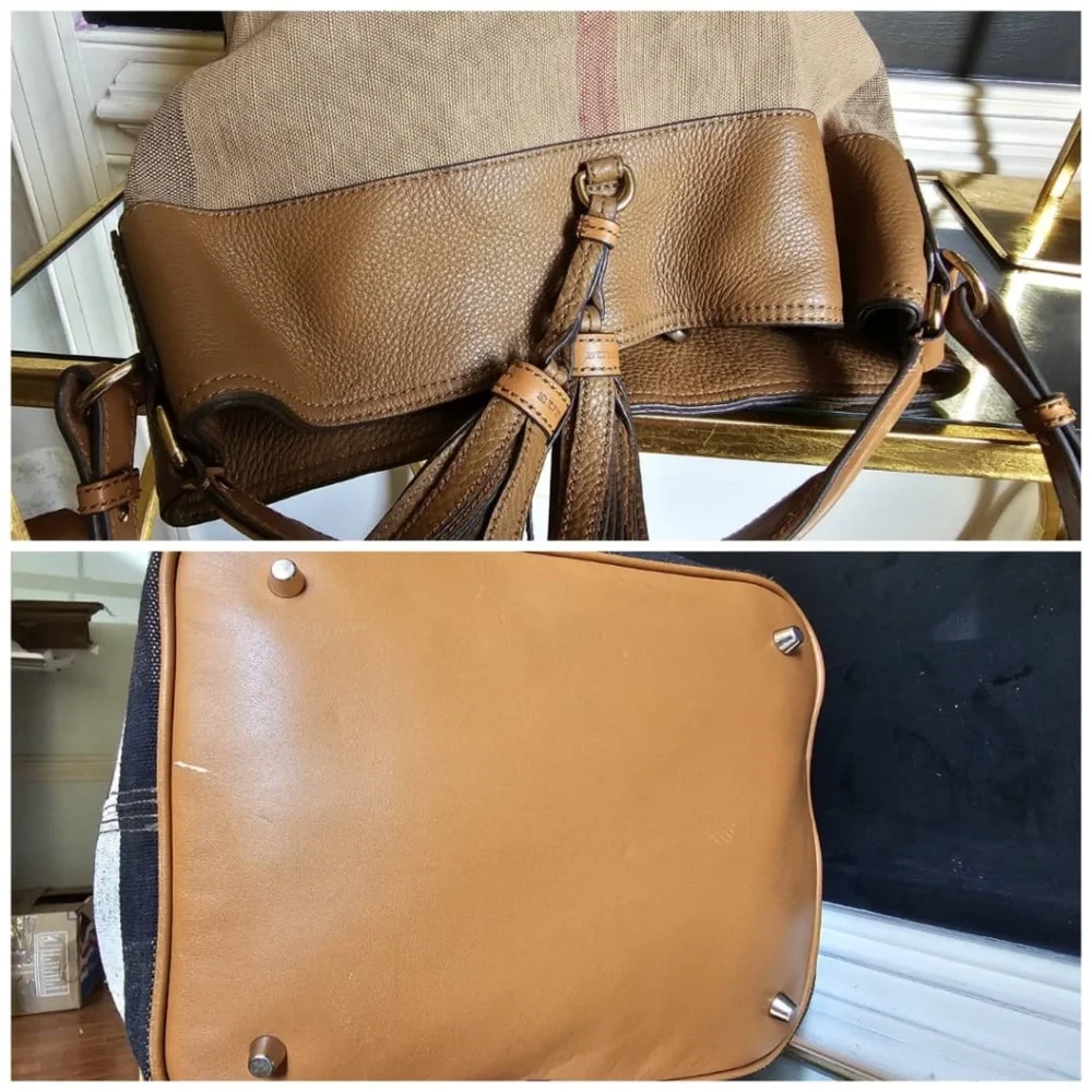 Authentic Burberry Ashby Bucket Bag Brown